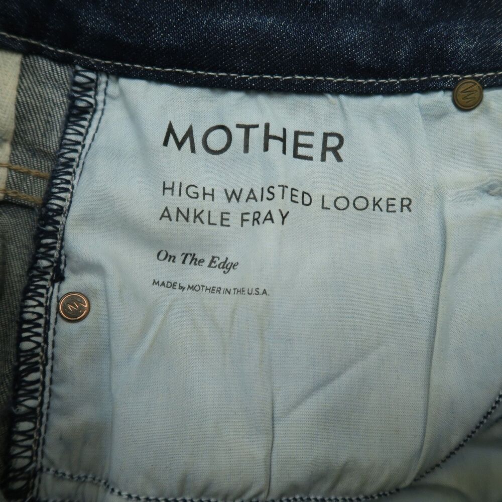Mother Jeans Womens Size 27 Blue High Waisted Looker Ankle Fray Dark-Stone Wash - Picture 13 of 16